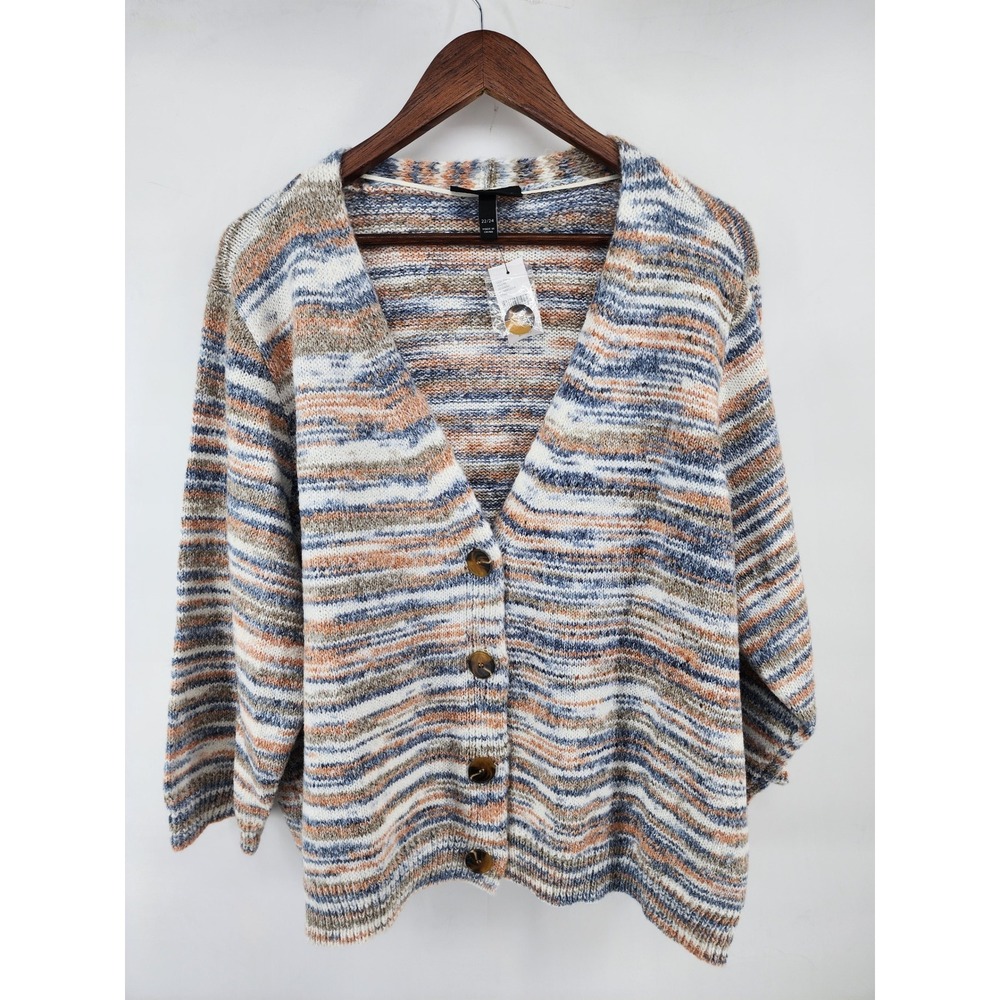 Lane Bryant Multi Color Striped Button Front Cardigan Sweater Plus Size 22/24